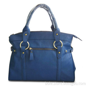 PU Handbag with Heavy Bronze Metal Accessories, OEM/ODM Orders are Welcome